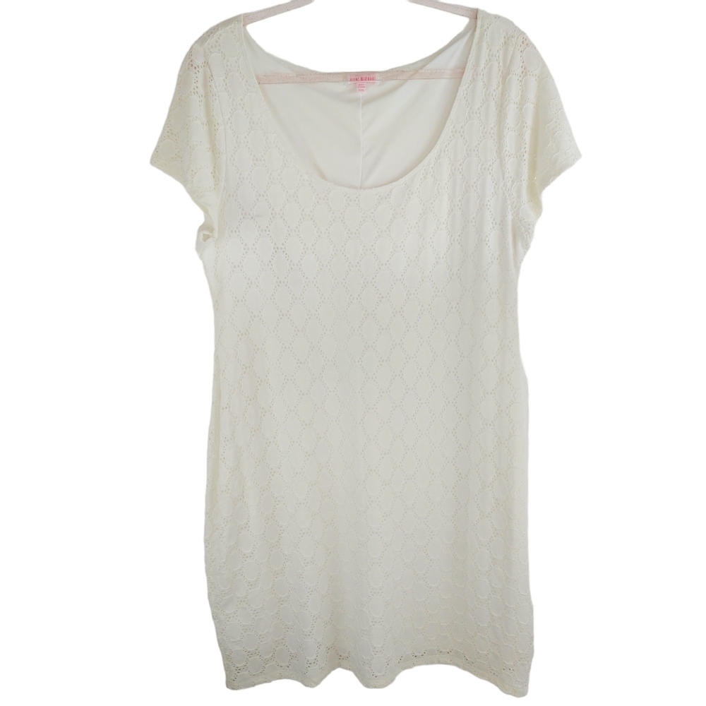 Eyelet Knit Lace Floral Bodycon Mini Dress Women's Plus Size 2X